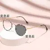 Armazones de Metal para Gafas Redondos Estilo Retro Ojo de Gato Cambia de Color Sensibles a la Luz, Gafas Planas de Moda sin Graduación con Bloqueo de Luz Azul