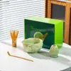 Tigela de Matcha Nova Transfronteiriça com Bico Conjunto de Matcha Japonês de Cerâmica Caixa de Presente Combinação de Tigela de Arroz Verde Coração Amazon