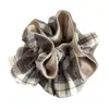 Scrunchie Xadrez Quente Escovado Dupla Camada Estilo Acadêmico Retrô Coreano para Mulheres, Grande Acessório de Cabelo Floral
