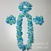 Conjunto de Guirlandas de Flores Havaianas Transfronteiriças, Diâmetro das Pétalas 8cm, 6 Pares de Pulseiras de Flores, 12 Pares de Faixas de Cabeça de Flores, 30 Pares de Guirlandas de Flores