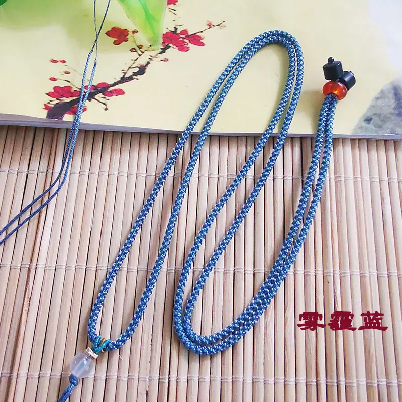 雾霾蓝菠萝绳白玛瑙珠项链绳