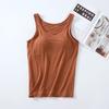 Camisola de verano modal para mujer, corte entallado, adelgazante, con cobertura interior para el pecho, sin mangas, antiexposición