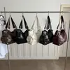 Bolsa Tote Casual Grande Capacidade Estilo Motociclista com Vibe Preguiçosa, Cor Sólida 2026, Textura Estilo Coreano, Bolsa de Mão, Bolsa de Ombro, Bolsa de Braço