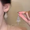 Brillo Invernal~ Pendientes de Árbol de Navidad Súper Brillantes para Mujer Otoño/Invierno Exquisitos Pendientes de Botón de Alta Gama Pendientes Colgantes de Temperamento de Moda Joyería para Orejas