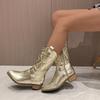 Comércio exterior transfronteiriço 2023 outono novo plus size europeu e americano feminino tubo cor sólida pontiagudo casual botas Martin sapatos de salto grosso botas