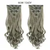 Set Transfronterizo de Extensiones de Cabello de 7 Piezas, Extensiones de Cabello Sintético de 22 Pulgadas para Mujeres, Fibra de Alta Temperatura, Cabello Largo Rizado, Extensiones de Cabello de Onda Grande