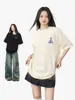 Camiseta de Manga Corta para Mujer Estilo Coreano Algodón Peinado Algodón Top Holgado Verano para Mujer Combinación Perfecta Cuello Redondo Camiseta Básica Camiseta Interior para Mujer