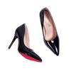 2025 Novo Estilo Outono Bico Fino Boca Rasa Salto Agulha Couro Brilhante Salto Alto para Uso Externo Elegante Versátil de Uma Perna Sapatos de Salto Alto