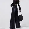 Jeans de Pierna Ancha para Mujer, Tallas Grandes, Nuevo Estilo Otoño e Invierno, Tiro Alto, Corte Holgado, Adelgazante, Talla Grande, Pantalones Acampanados, Adecuados para Cuerpo Tipo Pera