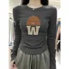 Camiseta Básica Derong para Mujer 2024 Nuevo Otoño e Invierno Cepillada Engrosada Ajustada Manga Larga Derecha Camiseta Top Corto
