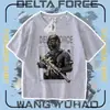 Roupa sem marca Camiseta de Manga Curta Força Delta Modelo Novo 2026 para Crianças Meninos Algodão Puro Top Força Delta