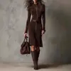 2025 Amazon Europeo y Americano Transfronterizo Otoño Moda Transfronteriza Europea y Americana Nuevo Elegante Elegante Vestido con Cremallera y Solapa