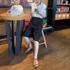 25719 Damei Ai Yuan Verano 2025 Nuevo Top de Color Sólido con Cuello Polo Pantalones Casuales Sueltos de Cintura Alta para Mujer