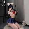 Hombre Quiere Sexo Ropa Interior Campus Uniforme JK Dulce Sexy Perspectiva Top Falda Plisada con Abertura Traje 9088