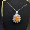 Colgante Fanta Natural con Colores Ardientes Brillantes, Piedra Suelta Rica de 6*8mm, Plata de Ley 925 Incrustación de Artesanía Fina