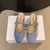 Mules Retro Súper Modernos de Punta Cerrada para Mujer, Nuevo Estilo Verano 2026, Zapatos Ligeros de Suela Suave Estilo Chanel Planos sin Cierre para Mujer
