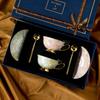 Juego de Taza y Platillo de Café de Porcelana Ósea Estilo Europeo Lujo Ligero, Taza de Cerámica, Caja de Regalo para Inauguración de Casa, Gama Alta y Exquisito