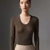 Suéter de Lana de Punto Fino 2026 Otoño Nuevo para Mujer Cuello en U Camiseta Básica de Lana Merino Suéter Corto Elegante