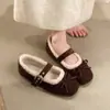Zapatos Mary Jane peludos súper bonitos súper calientes con lazo francés 2026 Otoño/Invierno nuevo zapato peludo de una sola tira para mujer