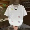 Verão design de espuma de alta qualidade moda retalhos de letras color-blocking nicho moderno premium camiseta manga curta primavera-verão