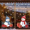 Decoraciones navideñas de muñecos de nieve, pegatinas electrostáticas para puertas de vidrio, decoraciones para ventanas y gabinetes, ambiente festivo, sombreros y bufandas Xiyin