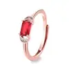 Anillo Rectangular Biselado Imitación Esmeralda Rubí Sangre de Paloma para Mujer Joyería Pequeña Chapada en Oro Rosa Plata Transmisión en Vivo Venta Caliente