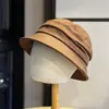 Nuevo Sombrero de Pescador de Algodón y Lino Estilo Coreano para Mujer Estilo de Diseñador de Nicho Sombrero de Cubo de Color Sólido Simple Protección Solar Sombrero de Sol Casual
