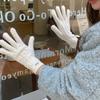 Guantes de punto para mujer, invierno 2024, nuevos, de color sólido, con dedos abiertos, pantalla táctil, cálidos, para ciclismo al aire libre, guantes de lana para estudiantes