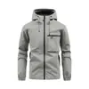 Versión Transfronteriza de la Chaqueta, Nuevo Estilo Otoño Moda Masculina Casual con Capucha Color Sólido Multibolsillos Chaqueta de Trabajo, Cortavientos para Exteriores