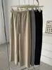 Modelo Destacado~Nuevos Pantalones Casuales de Pierna Recta de Tiro Alto Estilo Coreano para Mujer, Color Sólido, Sencillos y Versátiles, Pantalones Largos de Tencel, Primavera/Verano 2026