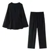 Conjunto de Moda 2025 Nuevas Llegadas de Primavera, Ropa Femenina Transfronteriza Europea y Americana, Abrigo Estilo Kimono de Doble Botonadura + Pantalones de Pierna Recta para Mujer