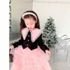 Conjunto de Roupa Estilo Pequena Chanel para Meninas Saia Moda Vestido de Primavera Infantil Estiloso Primavera e Outono Saia de Tule Bufante Princesa Conjunto de Duas Peças