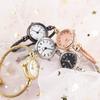 Relógio Pulseira Aberta Feminino Relógio Temperamento Decorativo Relógio Casual Nicho Quartzo