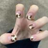 Estilo fresco e adorável usar nail art patch marrom e branco vaca padrão curto destacável falso unha patch para estudantes