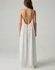 Vestido largo de verano liso sin espalda para mujer, transfronterizo de Amazon europeo y americano, vestido de vacaciones en la playa, vestido suelto y de moda