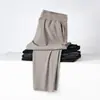 Pantalones Casuales para Hombre Primavera/Verano 2025 Delgados de Seda de Hielo Cuatro Pruebas Elásticos con Cordón Juventud y Edad Media Elásticos Anti-Arrugas Frescos Largos