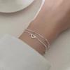 Pulseira Amor Doce Banhada a Prata S925 Feminina Estilo Coreano Temperamento Camada Dupla Contas Redondas de Feijão Contas de Luz Celular em Forma de Coração