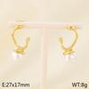 Pendientes de moda nuevos de estilo perla, joyería moderna, pendientes sencillos que combinan con todo, pendientes de lazo de acero inoxidable.