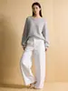 Pantalones de Trabajo de Algodón Color Oro Titanio con Dobladillo Curvo Pierna Recta para Mujer 2026 Nuevo Otoño Persona Baja Popular Este Año Pantalones de Pierna Ancha