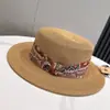 Sombrero de Paja de Ala Ancha de Estilo Bohemio de 26 Años con Copa Plana para Mujer, Nuevo Sombrero de Sol de Verano que Hace que el Rostro Parezca Más Pequeño, Artístico