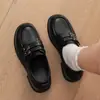 Mocasines de suela gruesa estilo británico para mujer 2026 nuevos puntera redonda moda retro zapatos de vestir tendencia ins doble correa de hebilla zapatos pequeños de cuero