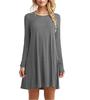 2022 AliExpress Saia Curta Transfronteiriça AliExpress Comércio Exterior Europeu e Americano Roupas Femininas Costura Manga Longa Vestido Fino Solto