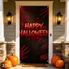 Cubierta de puerta de Halloween transfronteriza TMEU con las palabras "Cuidado con la oscuridad" y una pancarta de decoración de horror de mano sangrienta