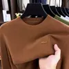 Suéter de punto grueso, peso pesado, cuello redondo, anti-pilling, calibre 16, para hombre, Otoño Invierno, nuevo, informal, suéter de punto, color sólido, capa interior