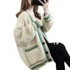 Nuevo abrigo suéter de punto casual holgado estilo coreano para otoño e invierno, cárdigan de punto versátil y moderno para mujer