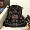 2026 Nuevo Estilo Vintage Nuevo Estilo Chino Traje Tang Modificado Estilo Étnico Chaleco de Satén Bordado Top para Mujer