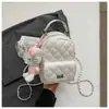Mochila de Cadena de Diamantes para Mujer, Bolso de Mano Casual de Moda de Nicho, Mini Mochila Escolar Estilo Coreano, Mochila de Viaje de Moda