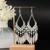 Pendientes Miao de plata de imitación étnica, atracciones turísticas, pendientes de flores bohemias, pendientes largos con borlas, venta al por mayor