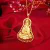 Colgante de Guanyin de Oro de Arena Vietnamita, Elegante Colgante de Transferencia, Imitación de Oro Latón Dorado Chapado en Oro Collar con Colgante para Hombre al por Mayor