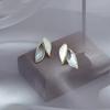 Aretes de Hoja Azules y Blancos, Aretes de Hoja Simples y Modernos, Esmalte Goteado Suave de Nicho, Aretes Dulces, Exquisitos Literarios y Frescos